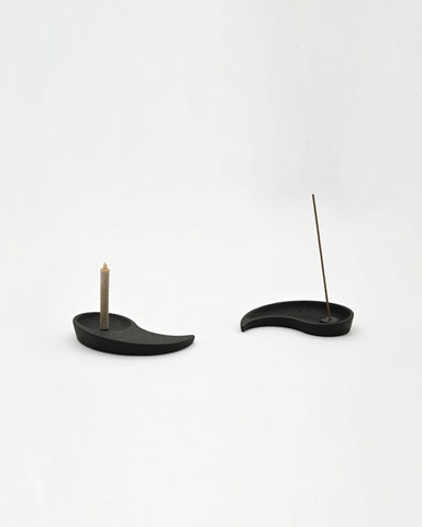 Candle holder and incense holder from Nezen Box Set by Iwata on a white background