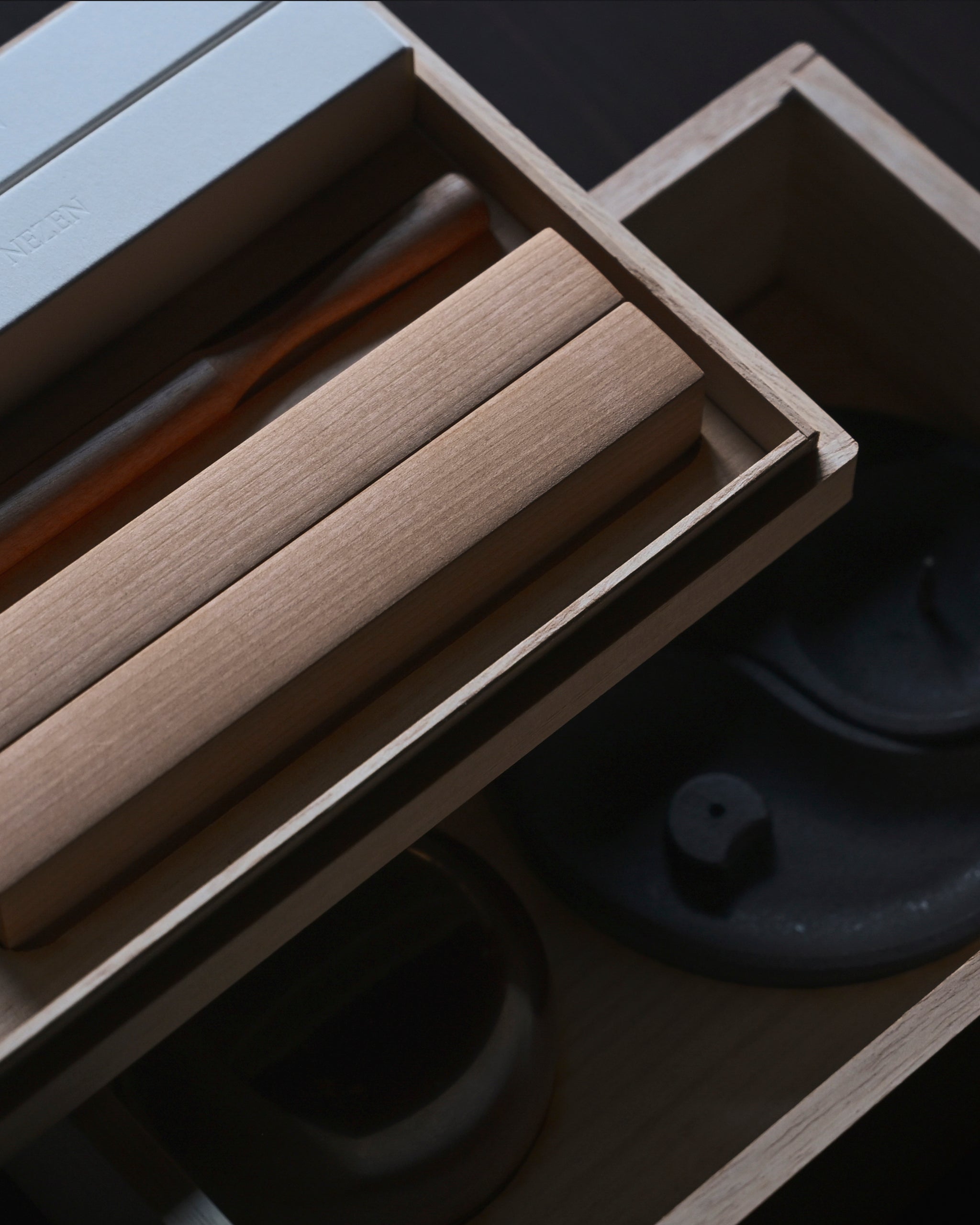 Up-close of Nezen Box Set by Iwata on a Black background
