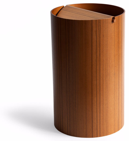 Teak Paper Waste Basket with Lid - Large
