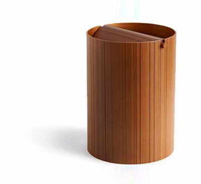 Teak Paper Waste Basket with Lid - Small