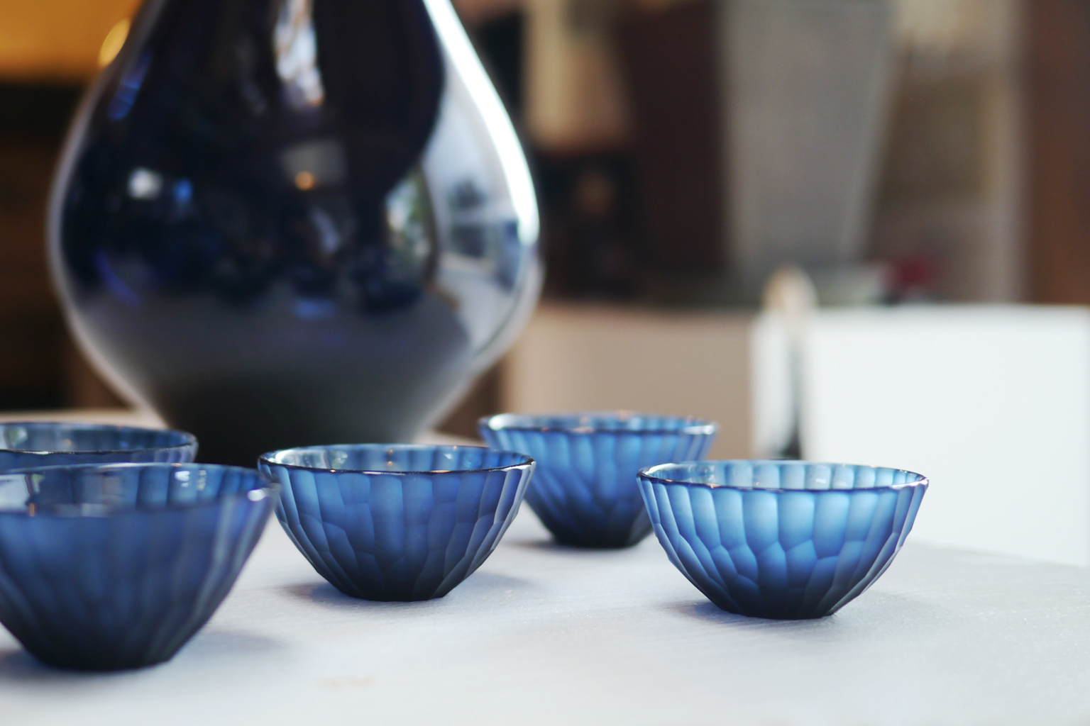 Reclaimed blue shinogi cups