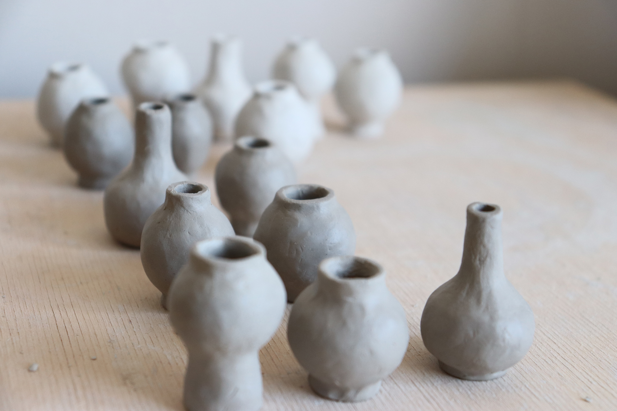 Dani Sujin Lee Studio x Nalata Nalata Mini Group Vase Collaboration - cluster of hand form vases not yet fired