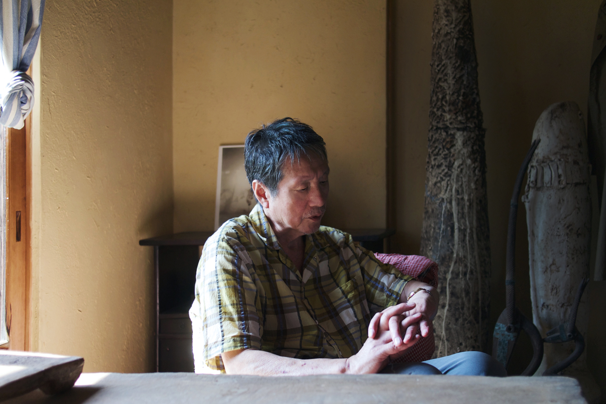 Keisuke in contemplation during our interview and studio visit