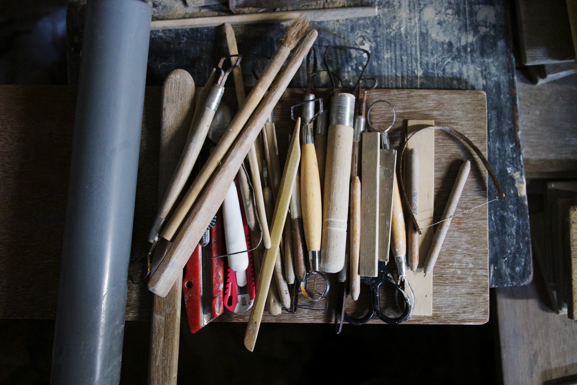 Tools for making ceramics at Keisuke Iwata's studio