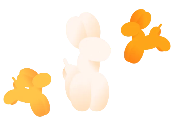 挿絵：ボードゲームを遊ぶ人と風船でできたうさぎ